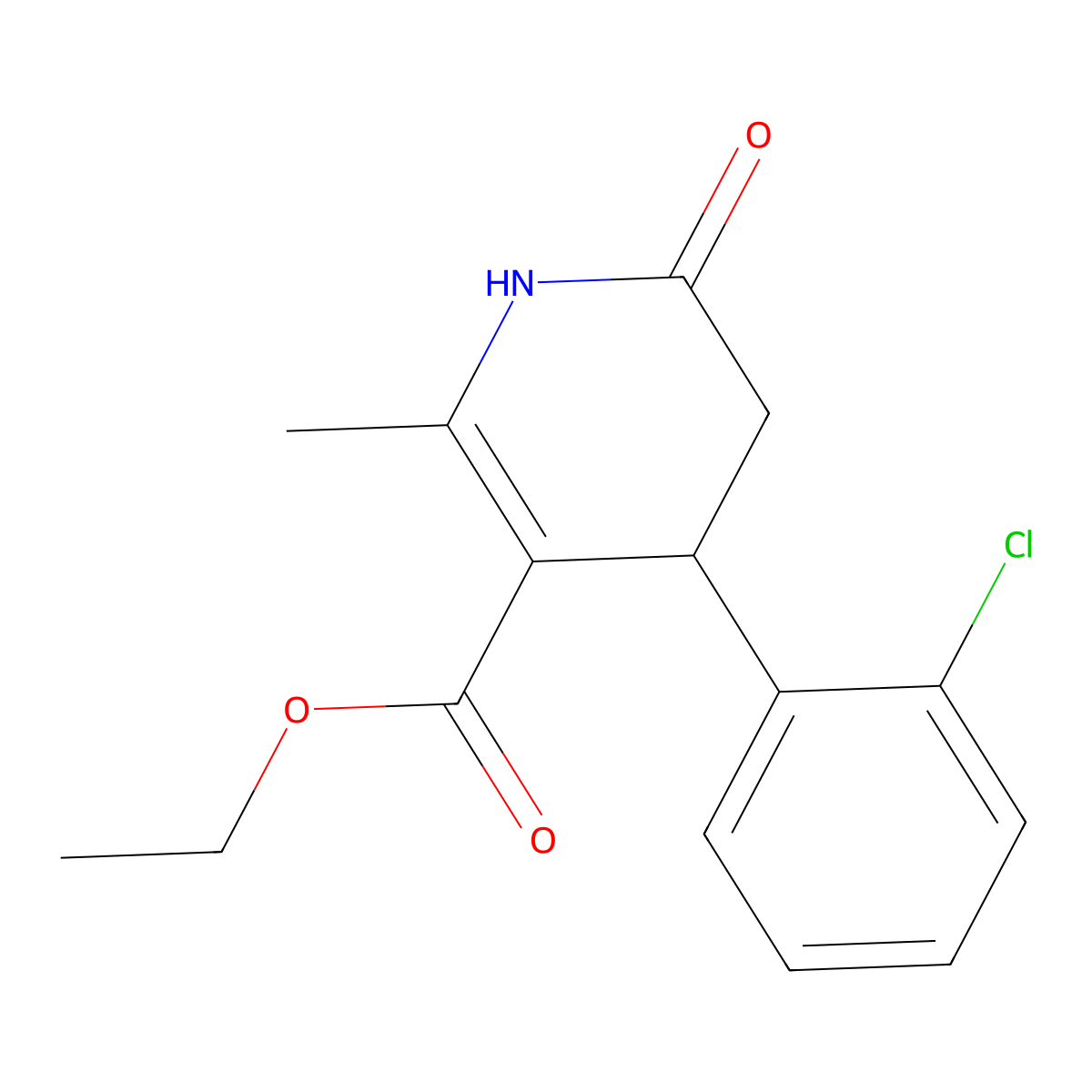 Ethyl 4-(2-chlorophenyl)-2-methyl-6-oxo-1,4,5,6-tetrahydro-3-pyridinecarboxylate molecular structure, CAS 176383-21-4
