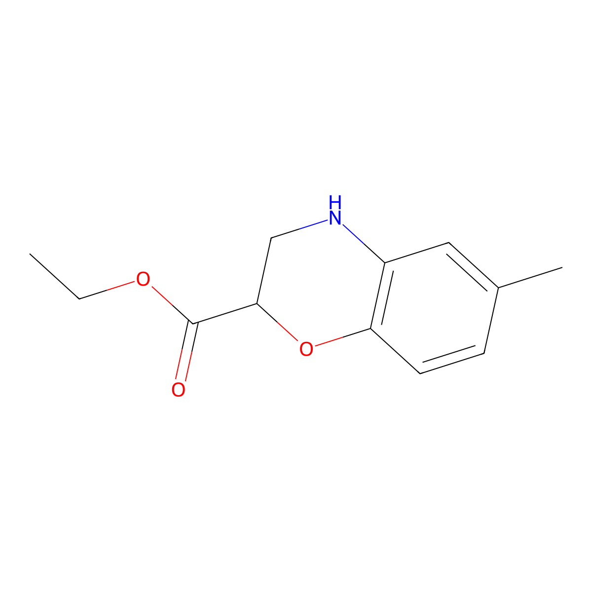ethyl 6-methyl-3,4-dihydro-2H-1,4-benzoxazine-2-carboxylate molecular structure, CAS 176383-56-5