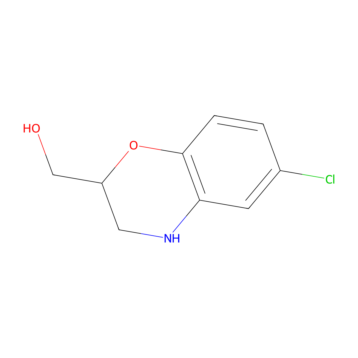 (6-Chloro-3,4-dihydro-2H-1,4-benzoxazin-2-yl)methanol molecular structure, CAS 176383-57-6