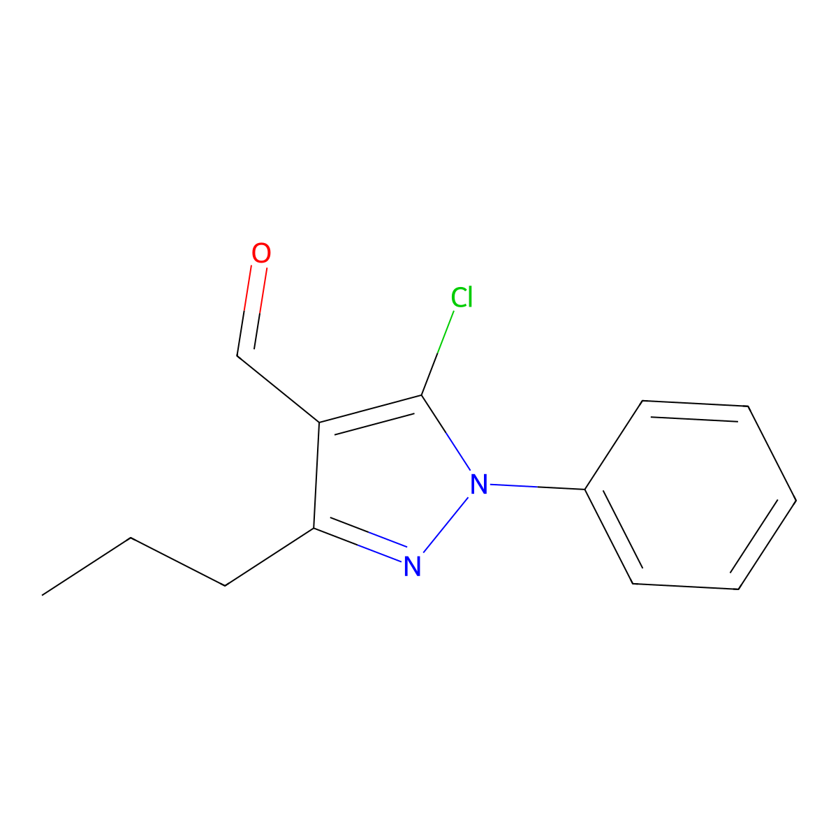 5-Chloro-1-phenyl-3-propyl-1H-pyrazole-4-carbaldehyde molecular structure, CAS 176387-54-5