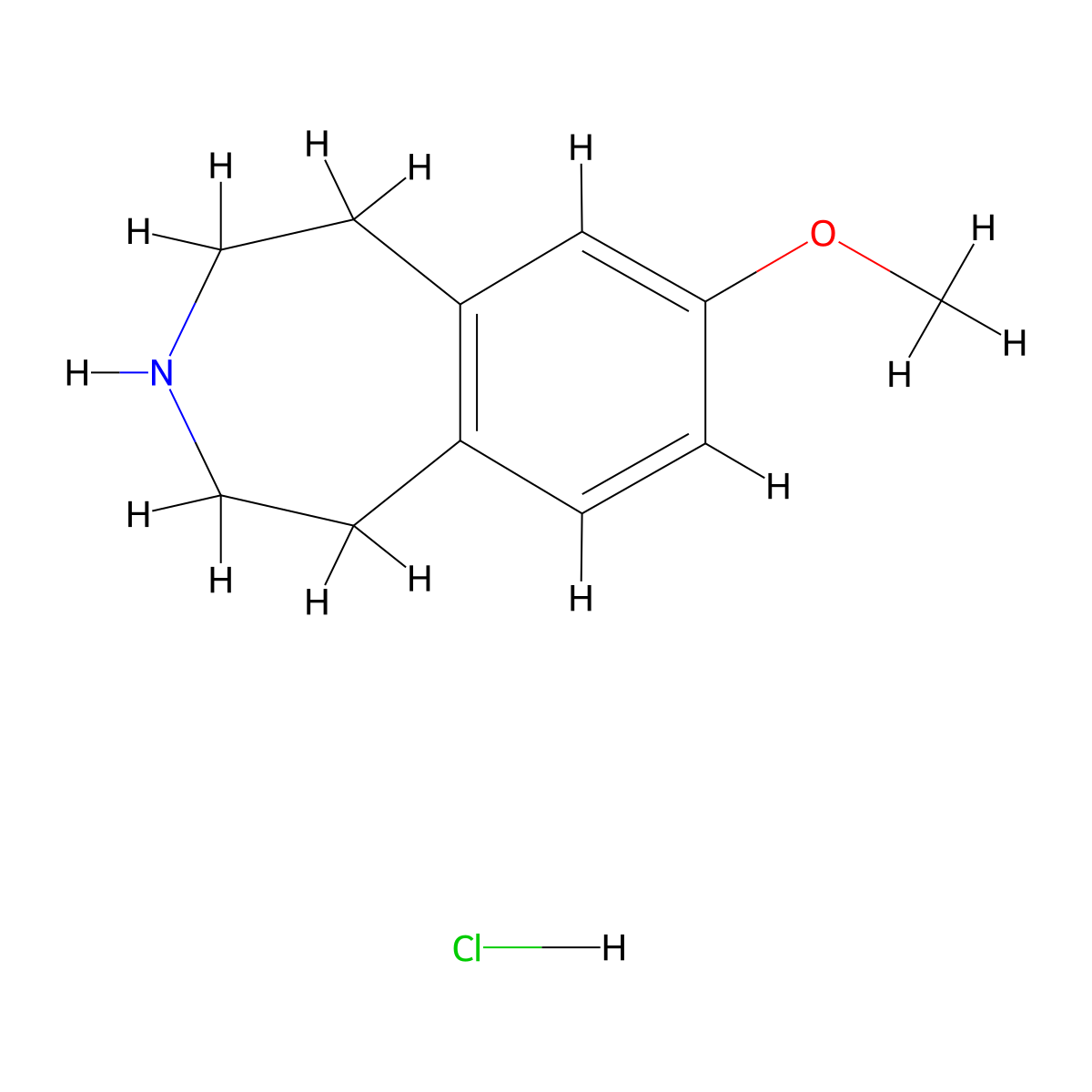 7-methoxy-2,3,4,5-tetrahydro-1H-3-benzazepine hydrochloride molecular structure, CAS 17639-46-2