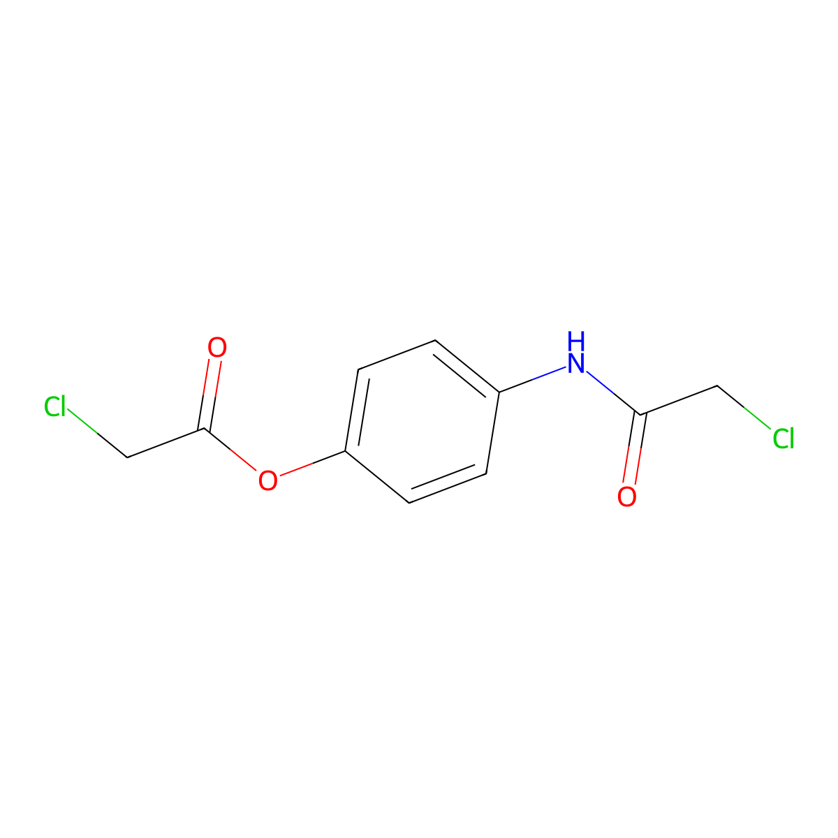 Acetanilide, 2-chloro-4'-hydroxy-, chloroacetate (ester) molecular structure, CAS 17641-10-0
