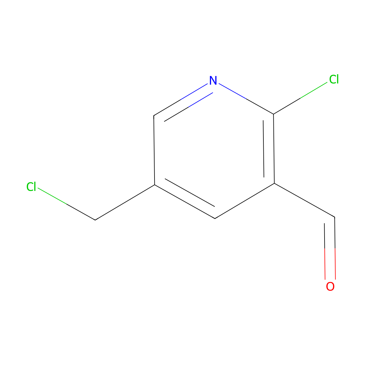 2-Chloro-5-chloromethyl-pyridine-3-carbaldehyde molecular structure, CAS 176433-45-7