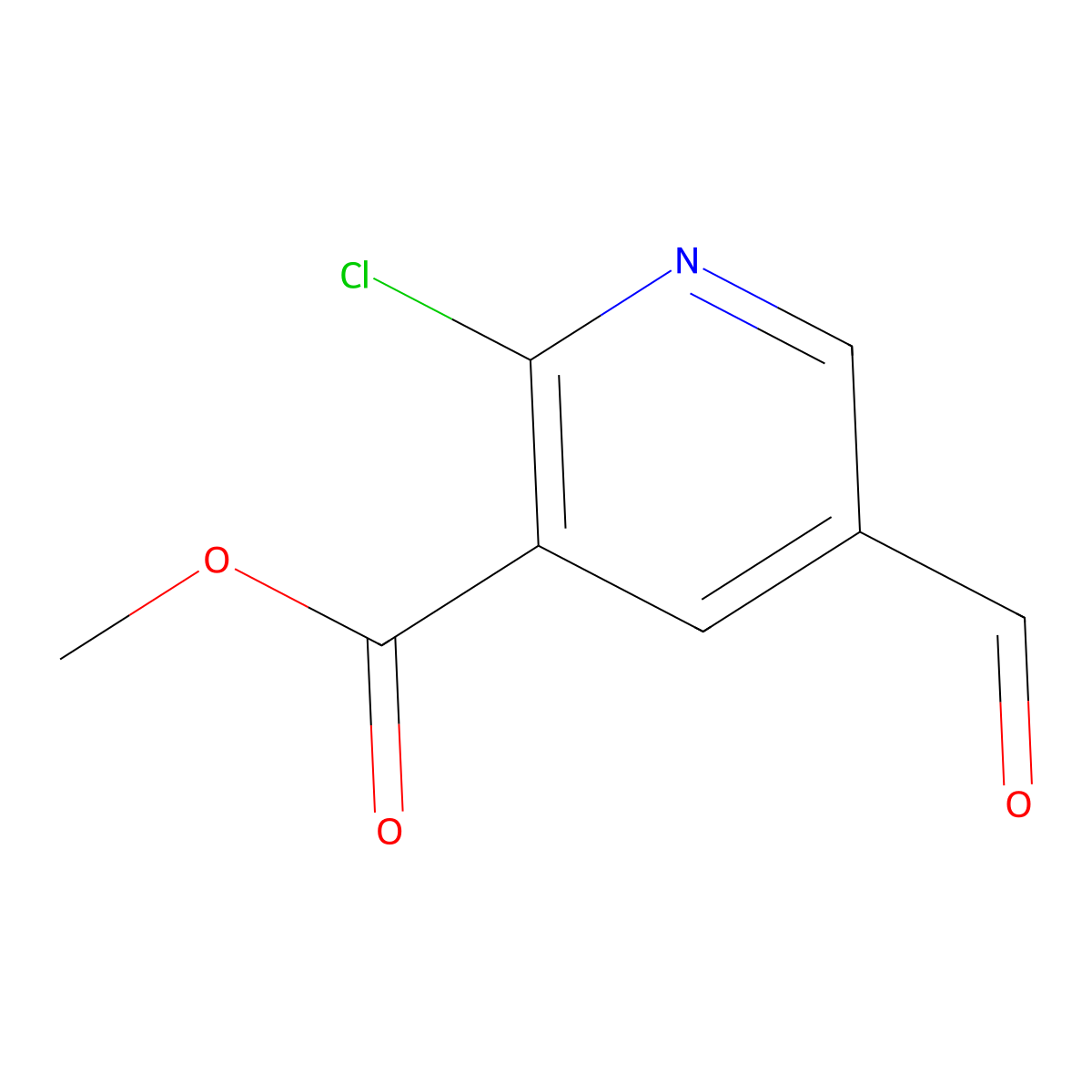 Methyl 2-chloro-5-formylpyridine-3-carboxylate molecular structure, CAS 176433-61-7