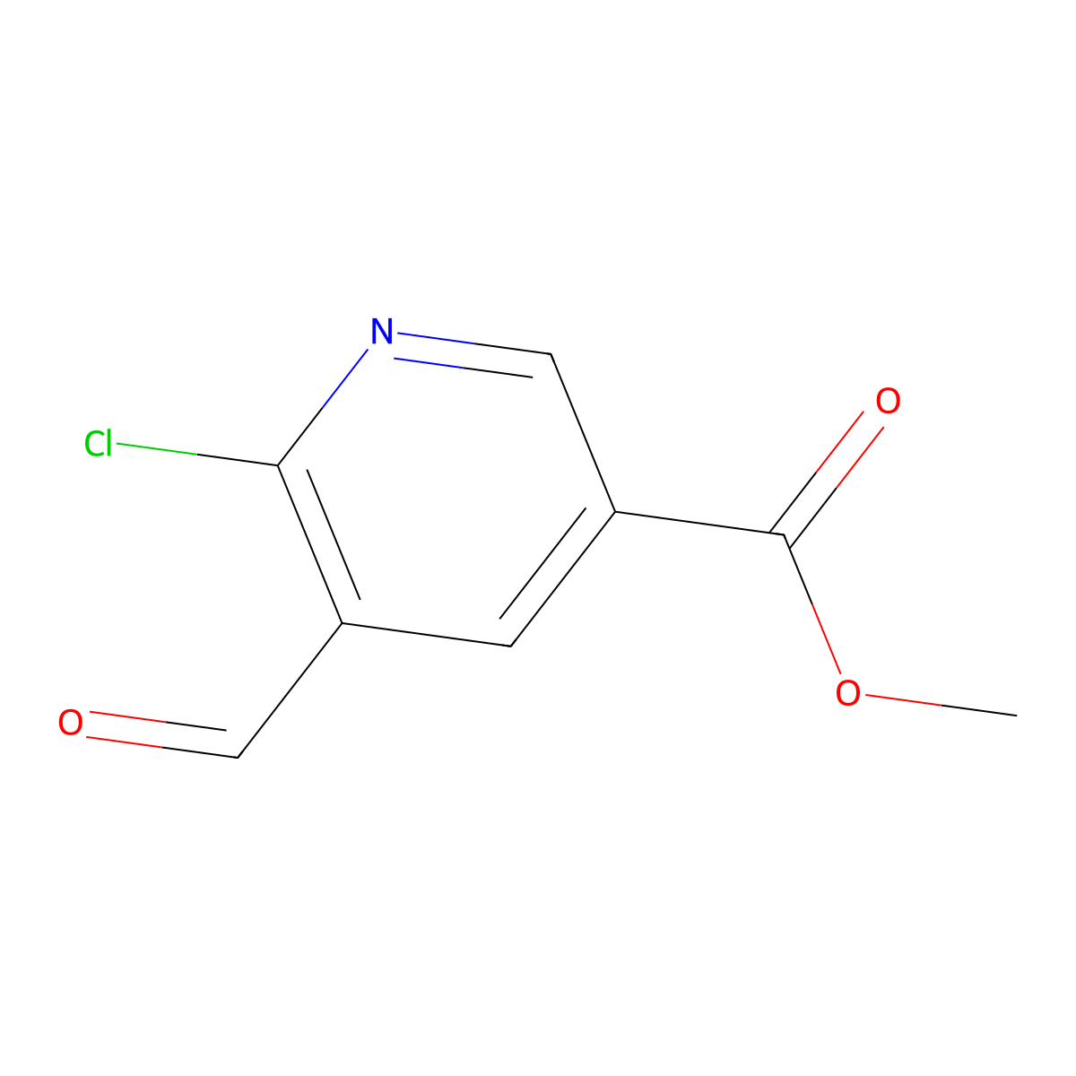 Methyl 6-chloro-5-formylpyridine-3-carboxylate molecular structure, CAS 176433-65-1