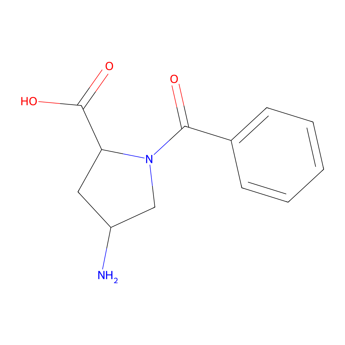 (2S,4S)-4-Amino-1-benzoylpyrrolidine-2-carboxylic acid molecular structure, CAS 176439-44-4