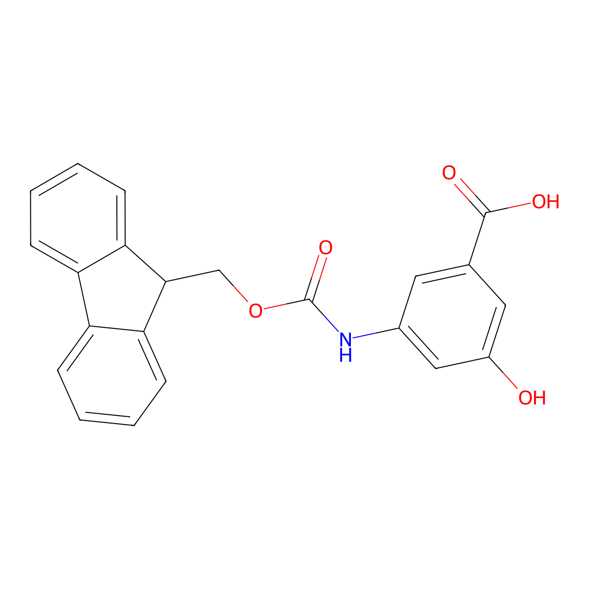 3-Amino-5-hydroxybenzoic acid, N-FMOC protected molecular structure, CAS 176442-21-0