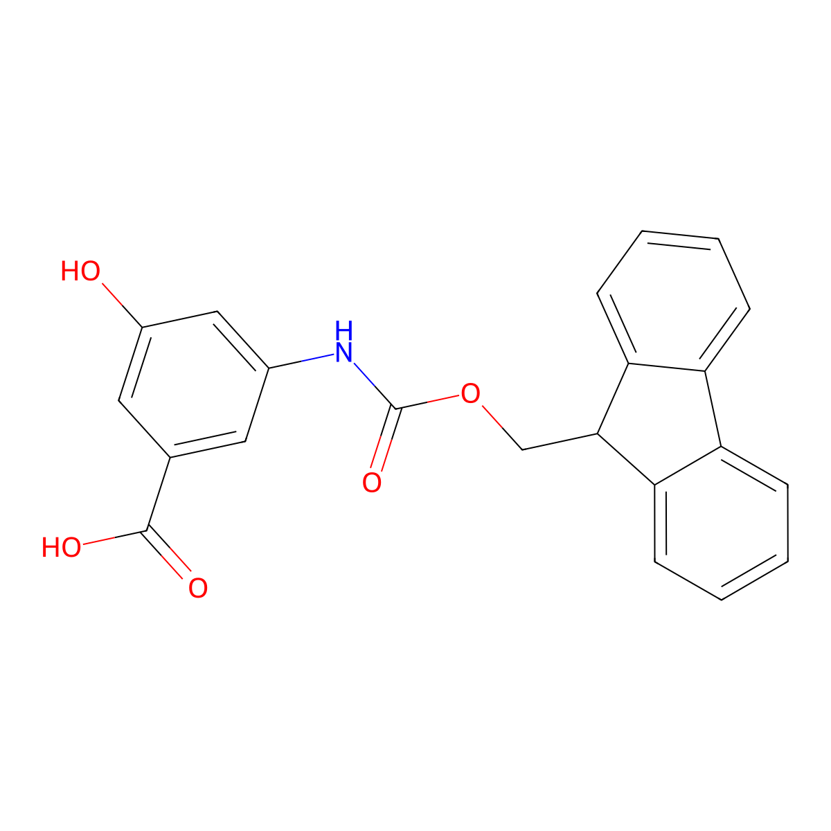 3-Amino-5-hydroxybenzoic acid, N-FMOC protected molecular structure, CAS 176442-21-0