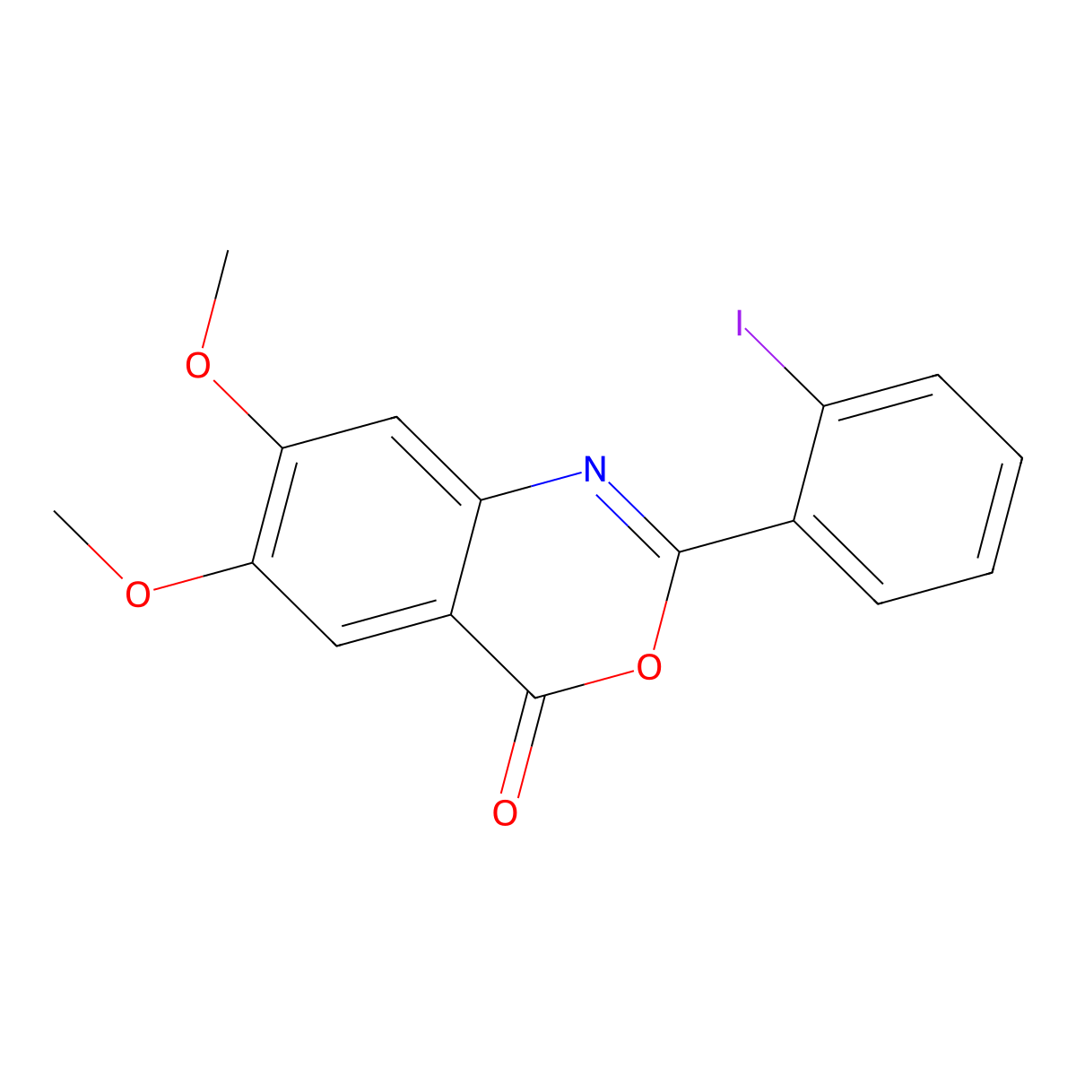 2-(2-Iodophenyl)-6,7-dimethoxy-4H-3,1-benzoxazin-4-one molecular structure, CAS 176442-66-3