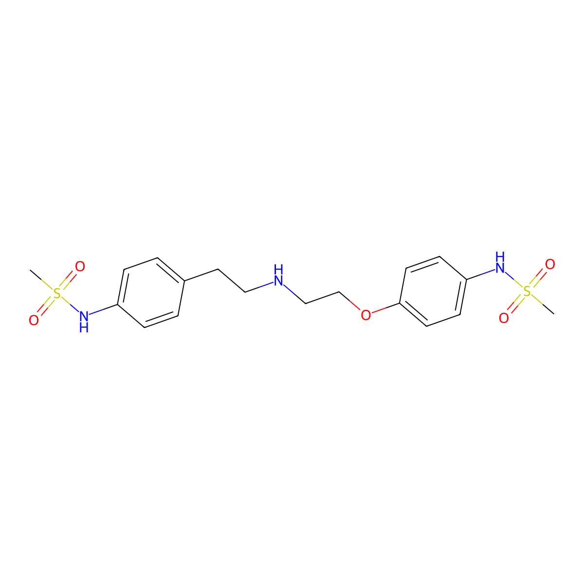 Methanesulfonamide, N-(4-(2-((2-(4-((methylsulfonyl)amino)phenoxy)ethyl)amino)ethyl)phenyl)- molecular structure, CAS 176447-94-2