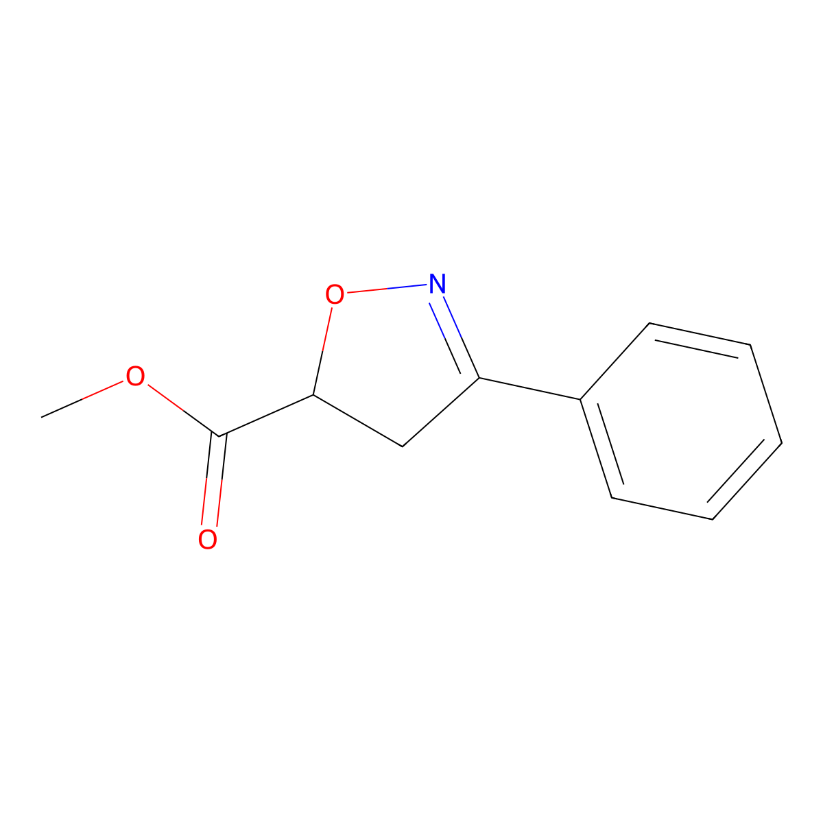 5-Isoxazolecarboxylic acid, 4,5-dihydro-3-phenyl-, methyl ester molecular structure, CAS 17647-39-1