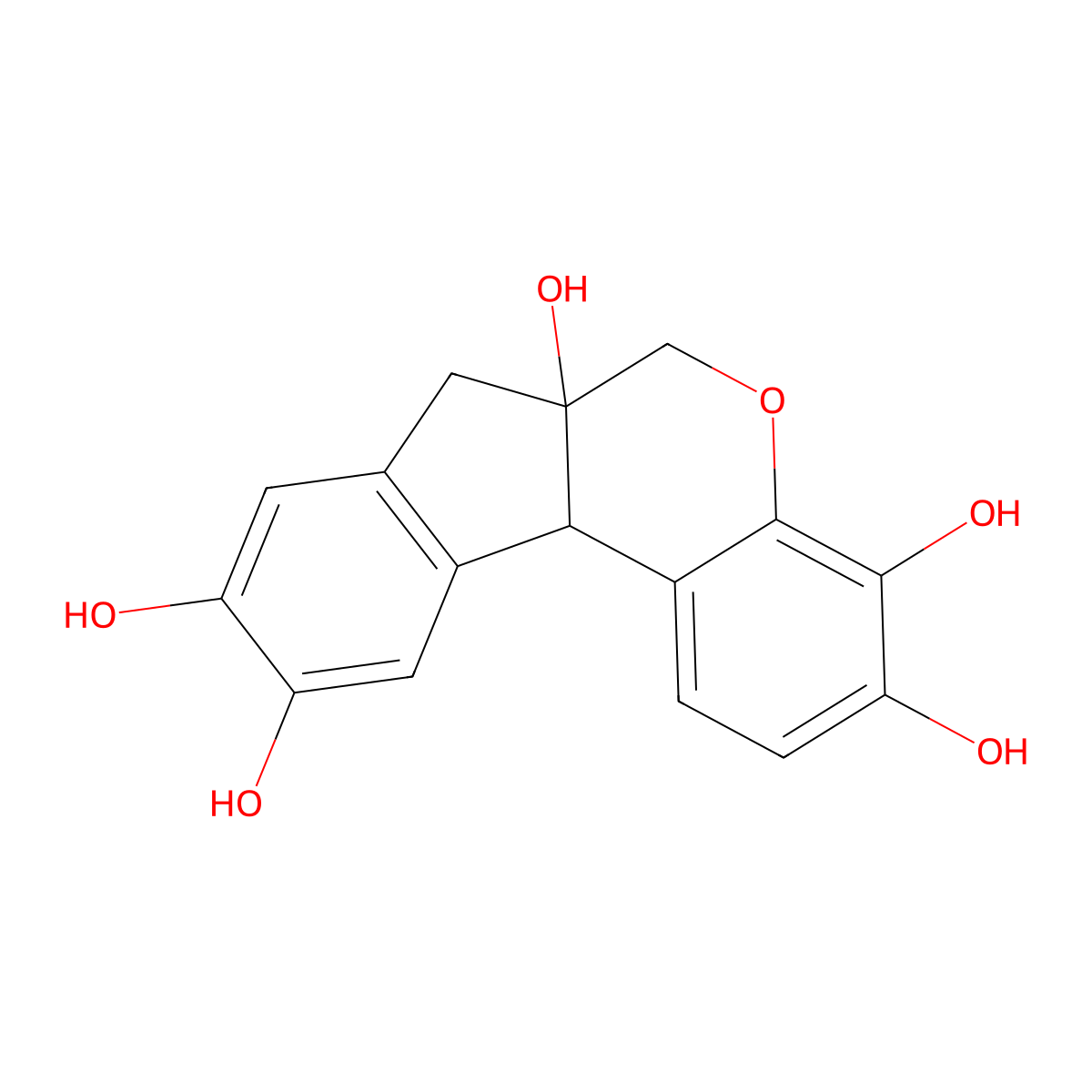 7,11b-dihydrobenz(b)indeno(1,2-d)pyran-3,4,6a,9,10(6H)-pentol molecular structure, CAS 17647-60-8