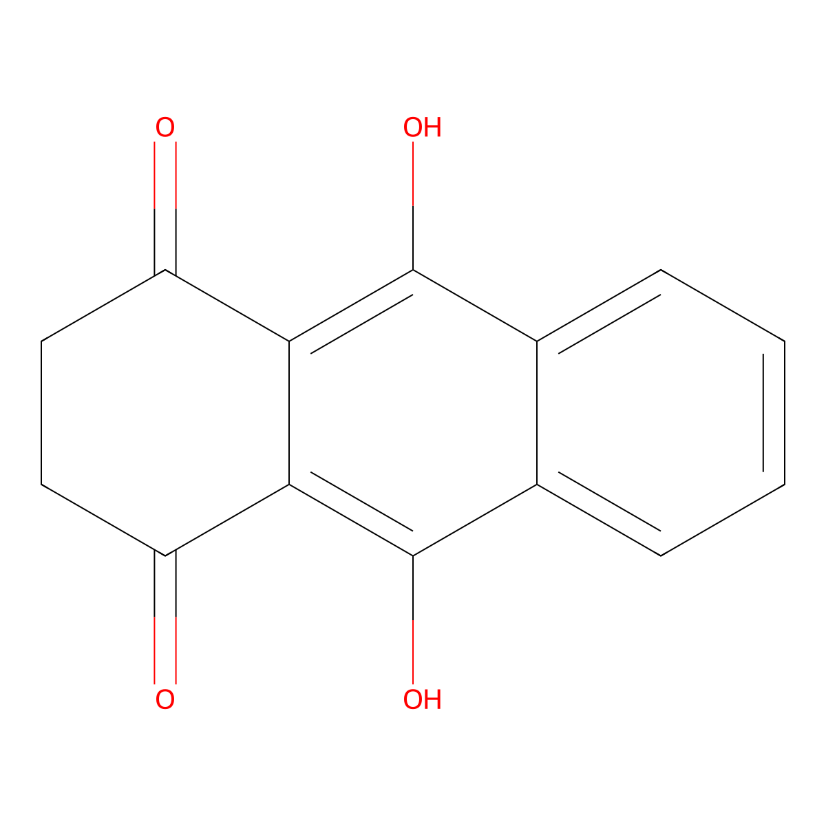 1,4-Anthracenedione, 2,3-dihydro-9,10-dihydroxy- molecular structure, CAS 17648-03-2