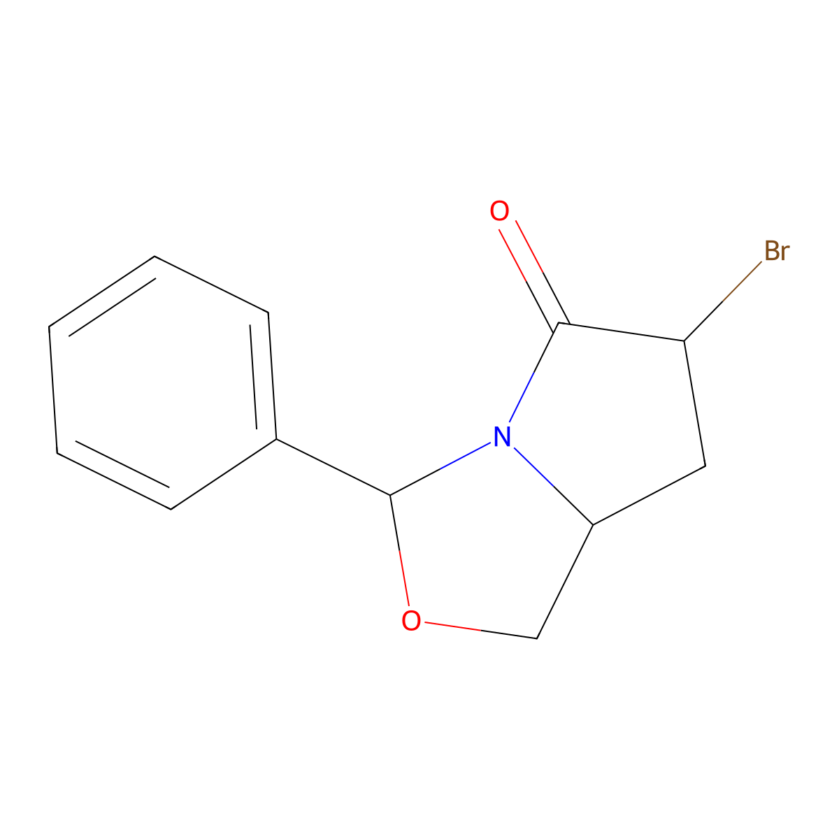(3R,6S,7aS)-6-bromo-3-phenyltetrahydropyrrolo[1,2-c]oxazol-5(3H)-one molecular structure, CAS 176484-88-1