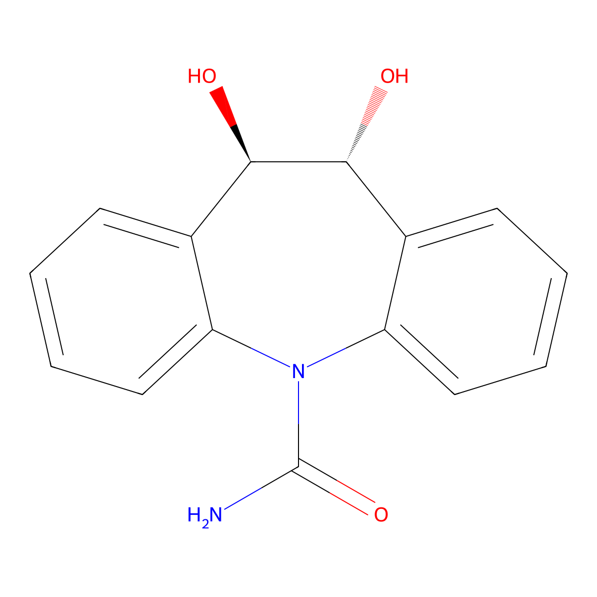 (10R,11R)-10,11-Dihydro-10,11-dihydroxy-5H-dibenz(b,f)azepine-5-carboxamide molecular structure, CAS 176486-10-5