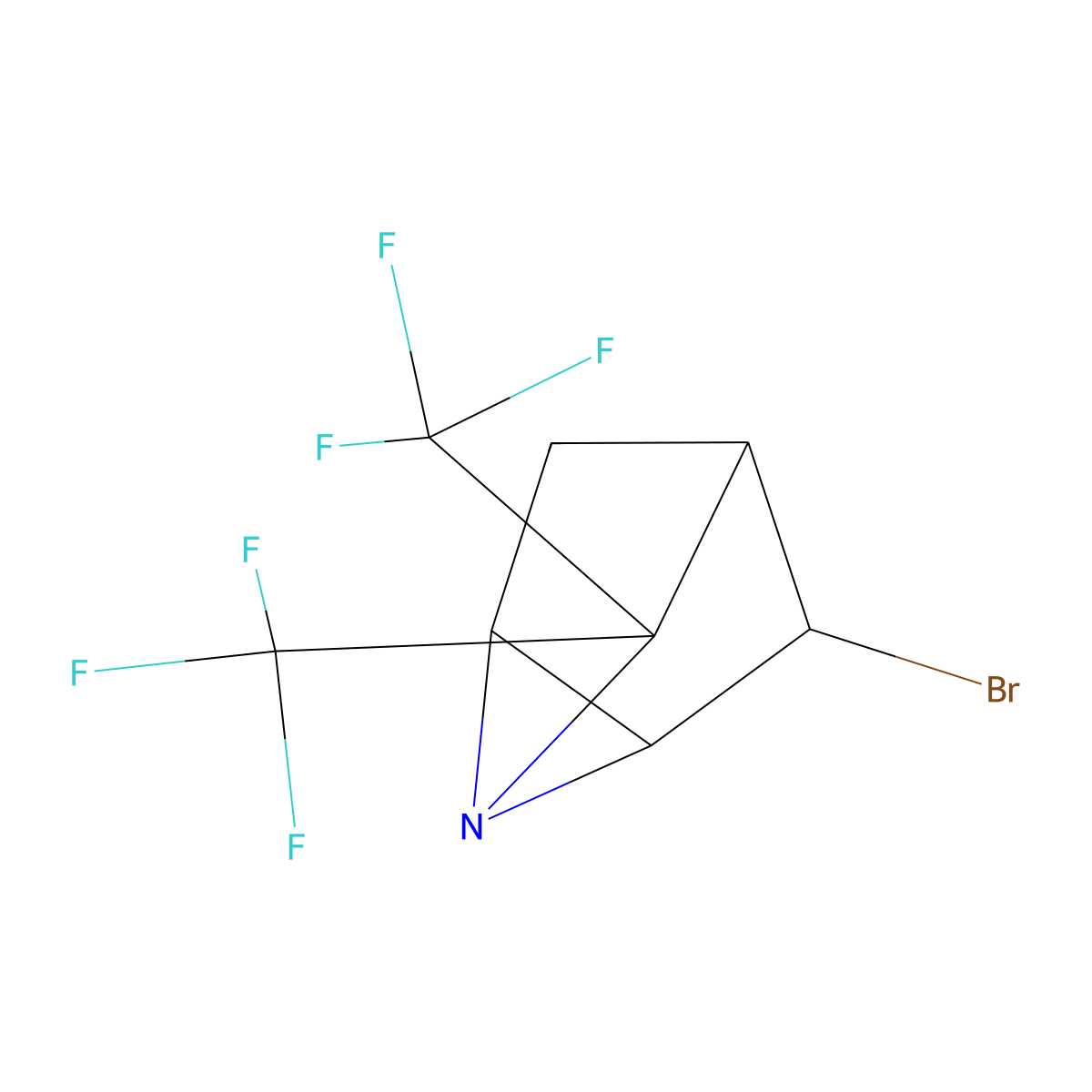 3-Bromo-7,7-bis(trifluoromethyl)-1-azatricyclo[2.2.1.0~2,6~]heptane molecular structure, CAS 176486-64-9