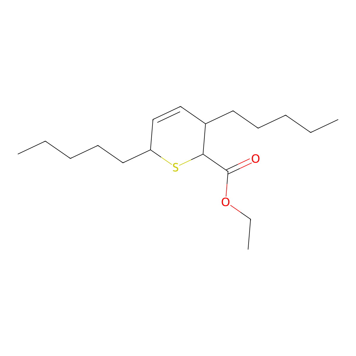 ethyl 3,6-dipentyl-3,6-dihydro-2H-thiopyran-2-carboxylate molecular structure, CAS 176495-35-5