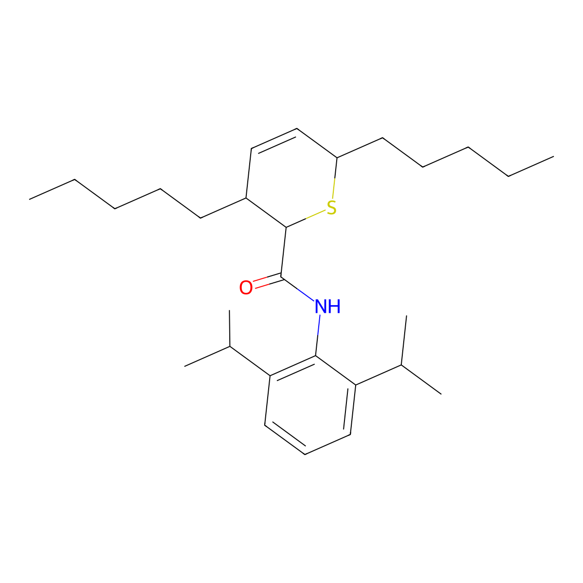 N-(2,6-Diisopropylphenyl)-3,6-dipentyl-3,6-dihydro-2H-thiopyran-2-carboxamide molecular structure, CAS 176495-69-5