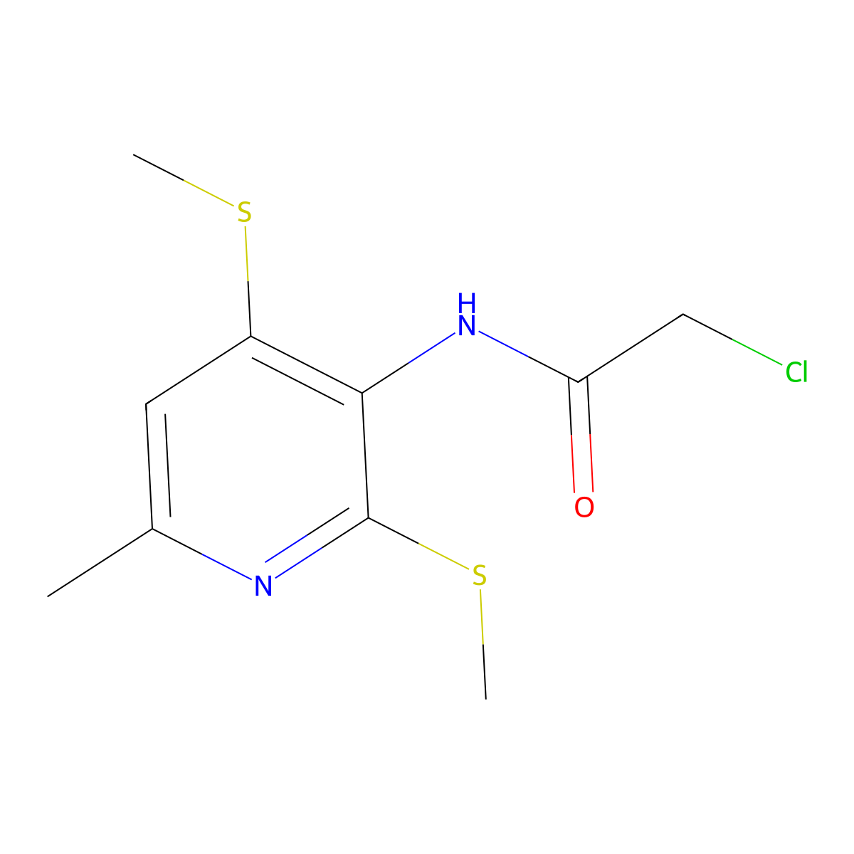 N-[2,4-bis(methylthio)-6-methyl-pyridin-3-yl]-2-chloroacetamide molecular structure, CAS 176496-53-0