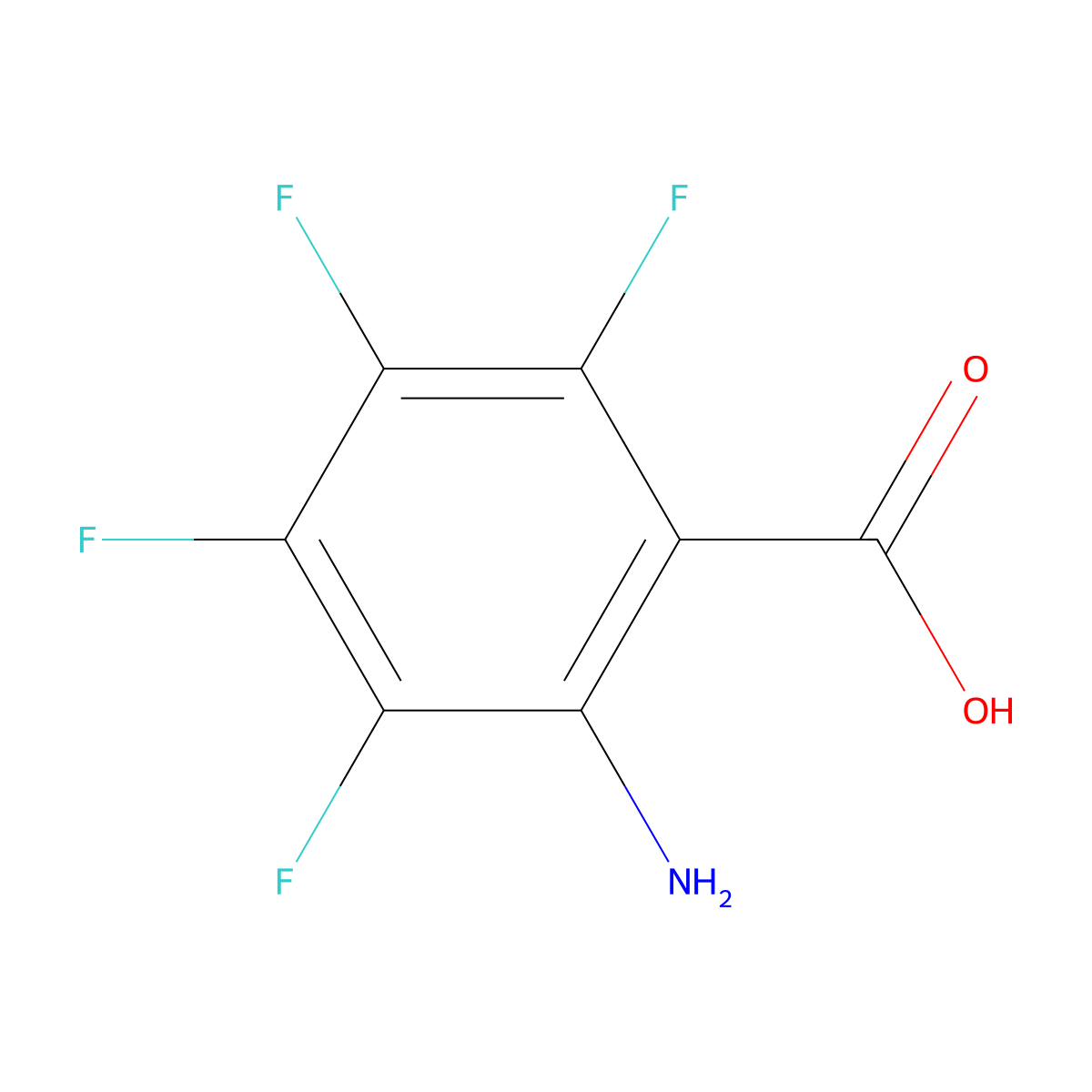 2-Amino-3,4,5,6-tetrafluorobenzoic acid molecular structure, CAS 1765-42-0