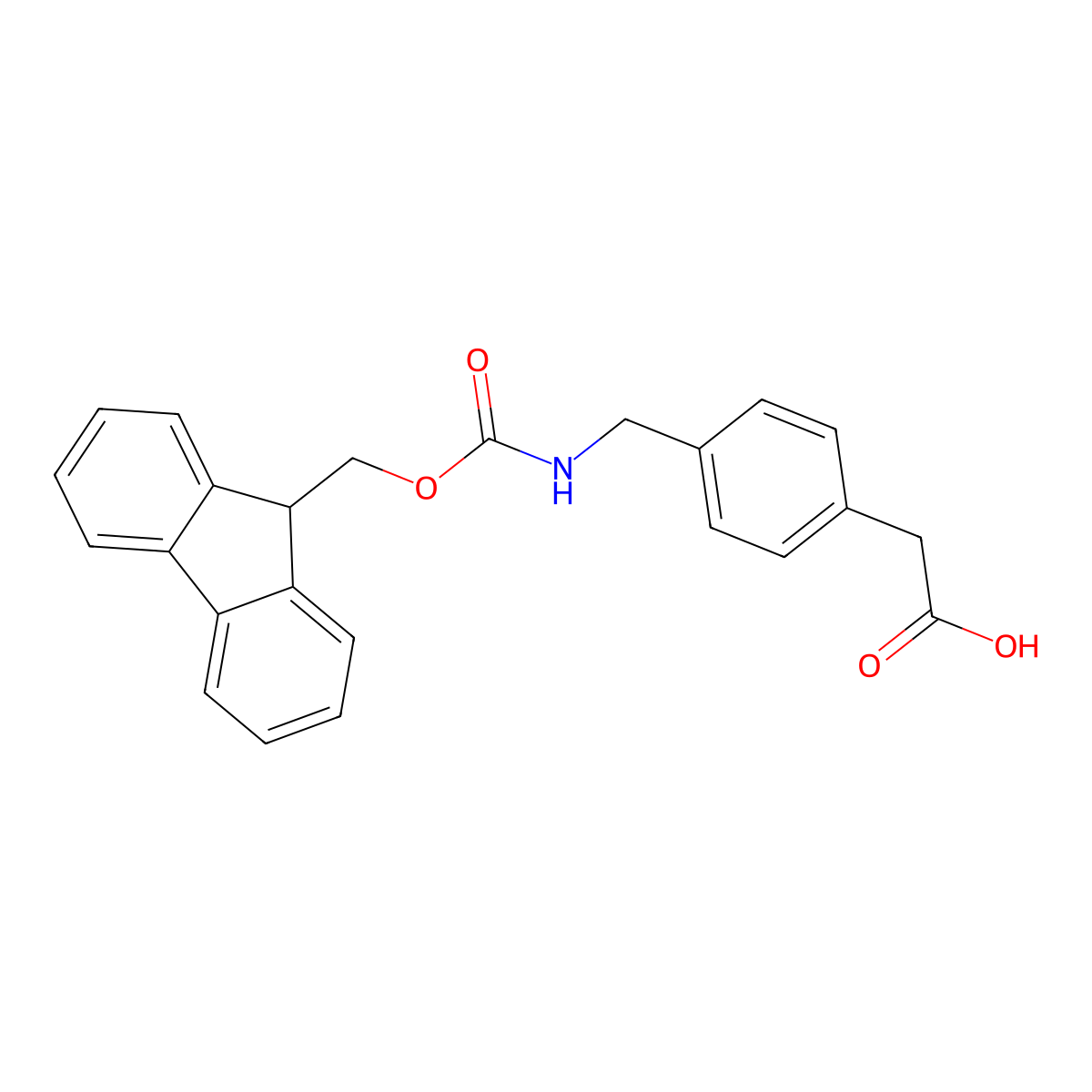 2-(4-(((((9H-fluoren-9-yl)methoxy)carbonyl)amino)methyl)phenyl)acetic acid molecular structure, CAS 176504-01-1