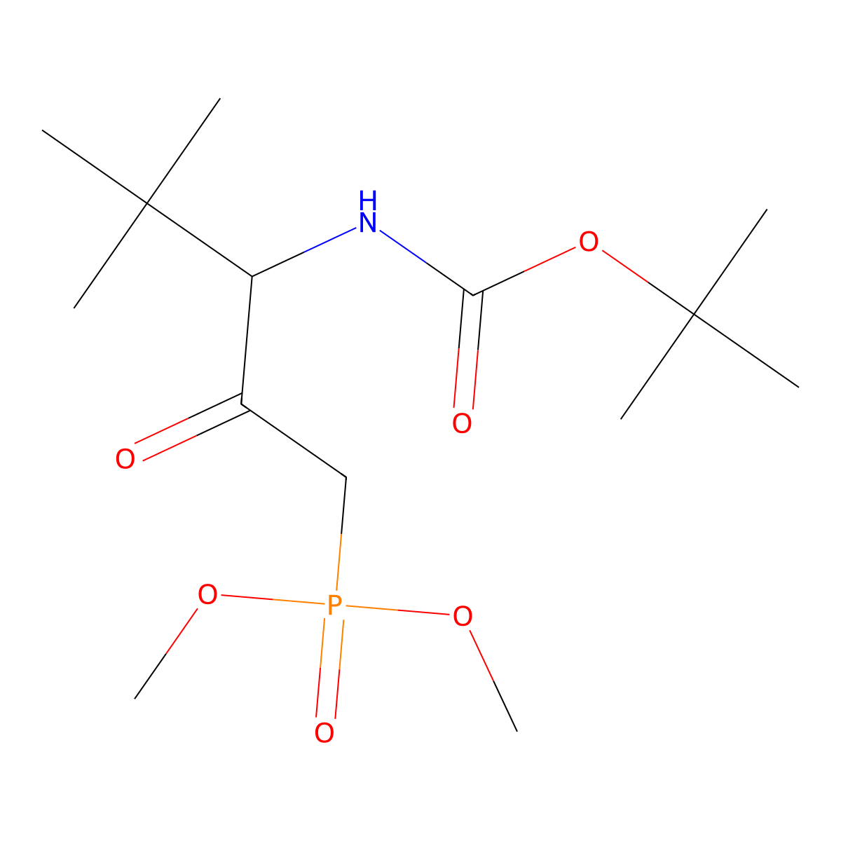 Dimethyl((3S)-4,4-dimethyl-3-(boc-amino)-2-oxopentyl)-phosphonate molecular structure, CAS 176504-89-5