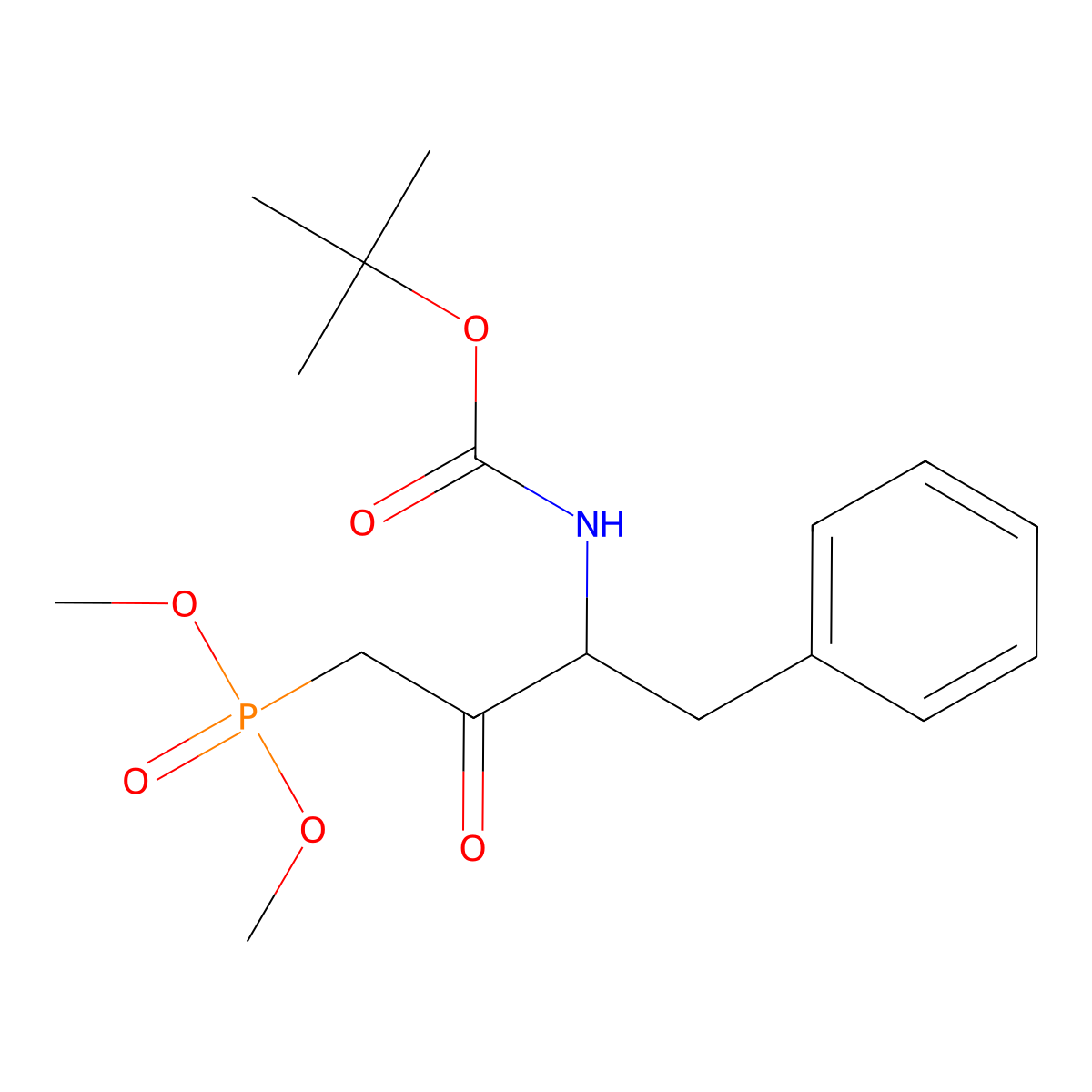 Dimethyl((3S)-4-phenyl-3-(Boc-amino)-2-oxobutyl)phosphonate molecular structure, CAS 176504-90-8