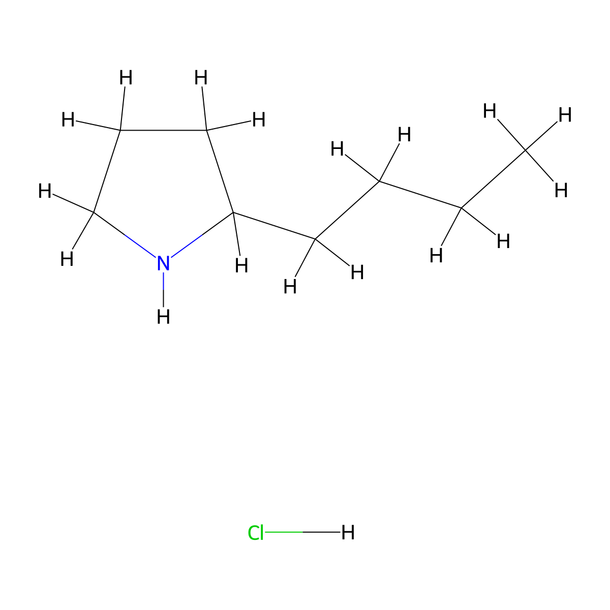 2-Butylpyrrolidine hydrochloride molecular structure, CAS 17651-34-2