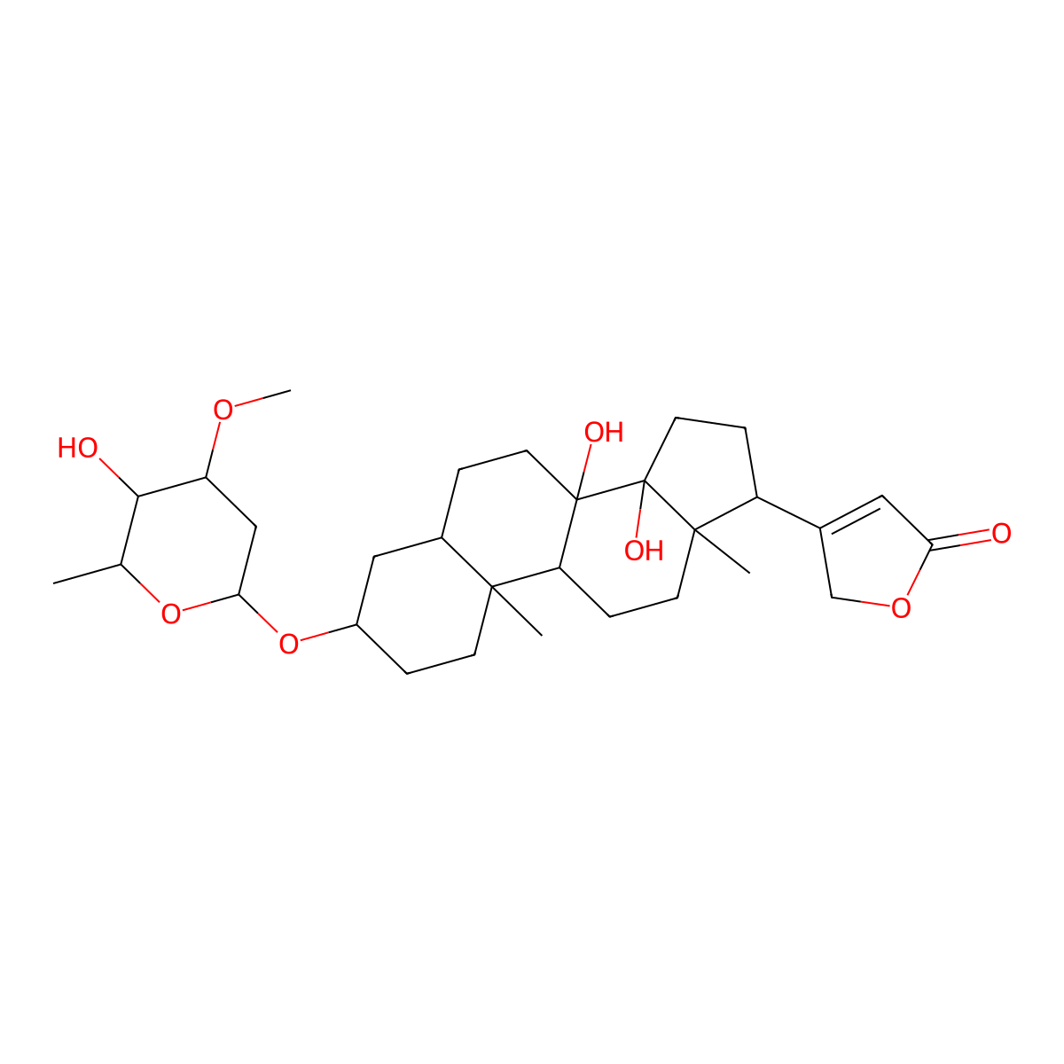 3-[8,14-dihydroxy-3-(5-hydroxy-4-methoxy-6-methyloxan-2-yl)oxy-10,13-dimethyl-2,3,4,5,6,7,9,11,12,15,16,17-dodecahydro-1H-cyclopenta[a]phenanthren-17-yl]-2H-furan-5-one molecular structure, CAS 176519-75-8