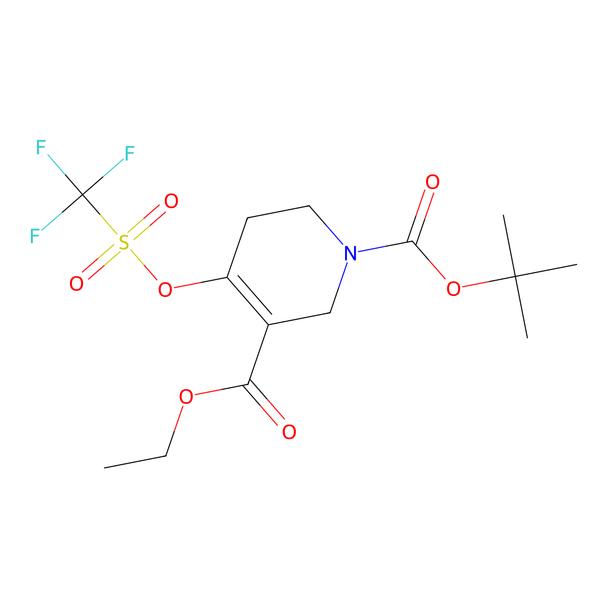 1-(tert-Butyl) 3-ethyl 4-(((trifluoromethyl)sulfonyl)oxy)-5,6-dihydropyridine-1,3(2H)-dicarboxylate molecular structure, CAS 176525-98-7
