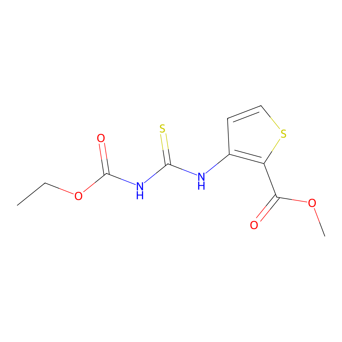 Methyl 3-(ethoxycarbonylcarbamothioylamino)thiophene-2-carboxylate molecular structure, CAS 176530-45-3