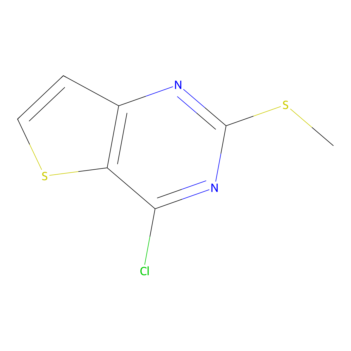 4-Chloro-2-(methylthio)thieno(3,2-d)pyrimidine molecular structure, CAS 176530-47-5