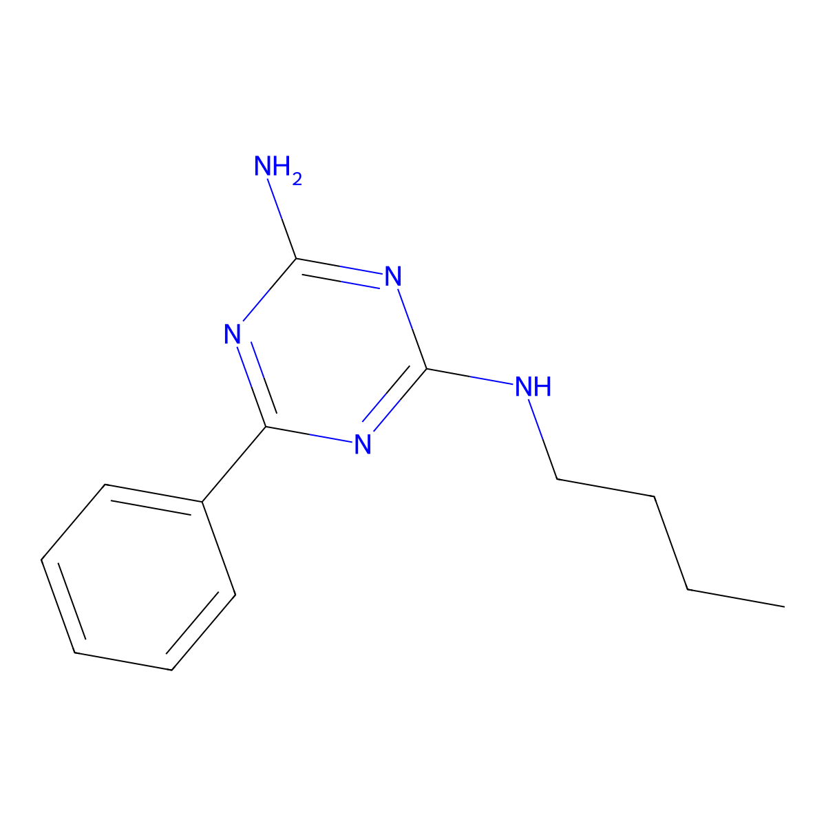 N-butyl-6-phenyl-1,3,5-triazine-2,4-diamine molecular structure, CAS 17654-52-3