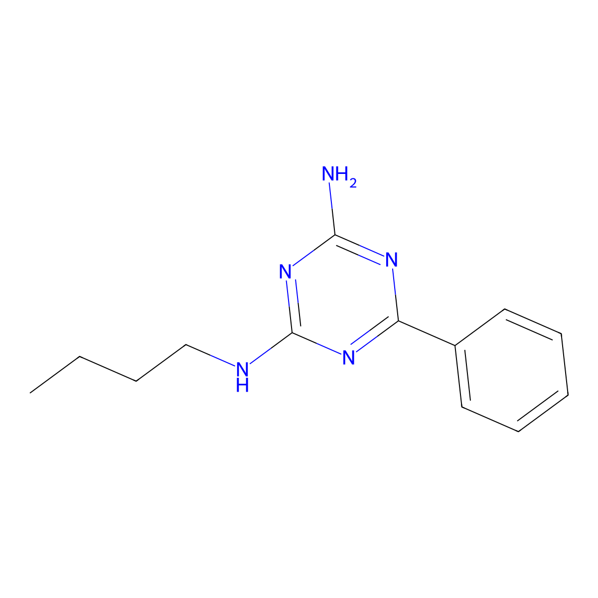N-butyl-6-phenyl-1,3,5-triazine-2,4-diamine molecular structure, CAS 17654-52-3