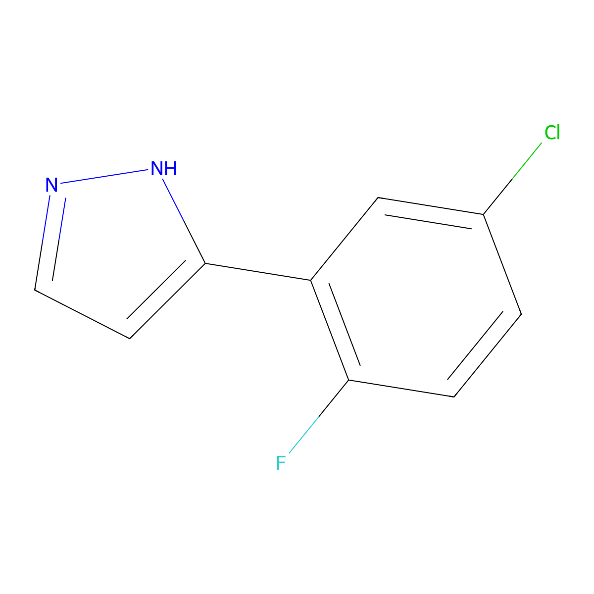 3-(5-chloro-2-fluorophenyl)-1H-pyrazole molecular structure, CAS 176549-46-5