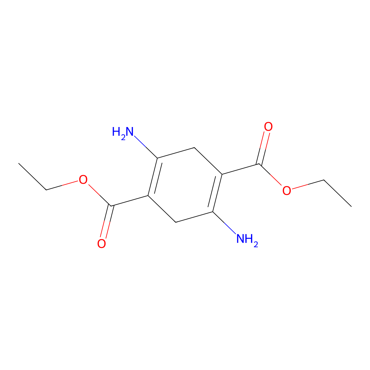 Diethyl 2,5-diaminocyclohexa-1,4-diene-1,4-dicarboxylate molecular structure, CAS 17658-02-5