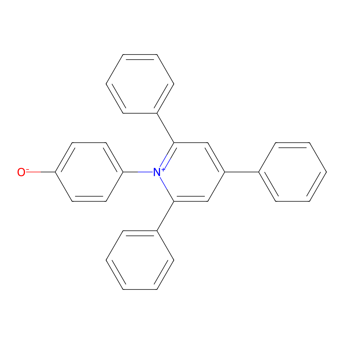 pyridinium, 1-(4-hydroxyphenyl)-2,4,6-triphenyl-, inner salt molecular structure, CAS 17658-06-9