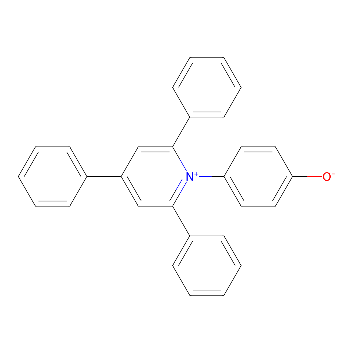 pyridinium, 1-(4-hydroxyphenyl)-2,4,6-triphenyl-, inner salt molecular structure, CAS 17658-06-9