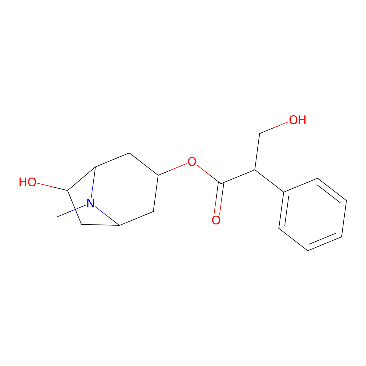 (6-Hydroxy-8-methyl-8-azabicyclo(3.2.1)octan-3-yl) 3-hydroxy-2-phenylpropanoate molecular structure, CAS 17659-49-3