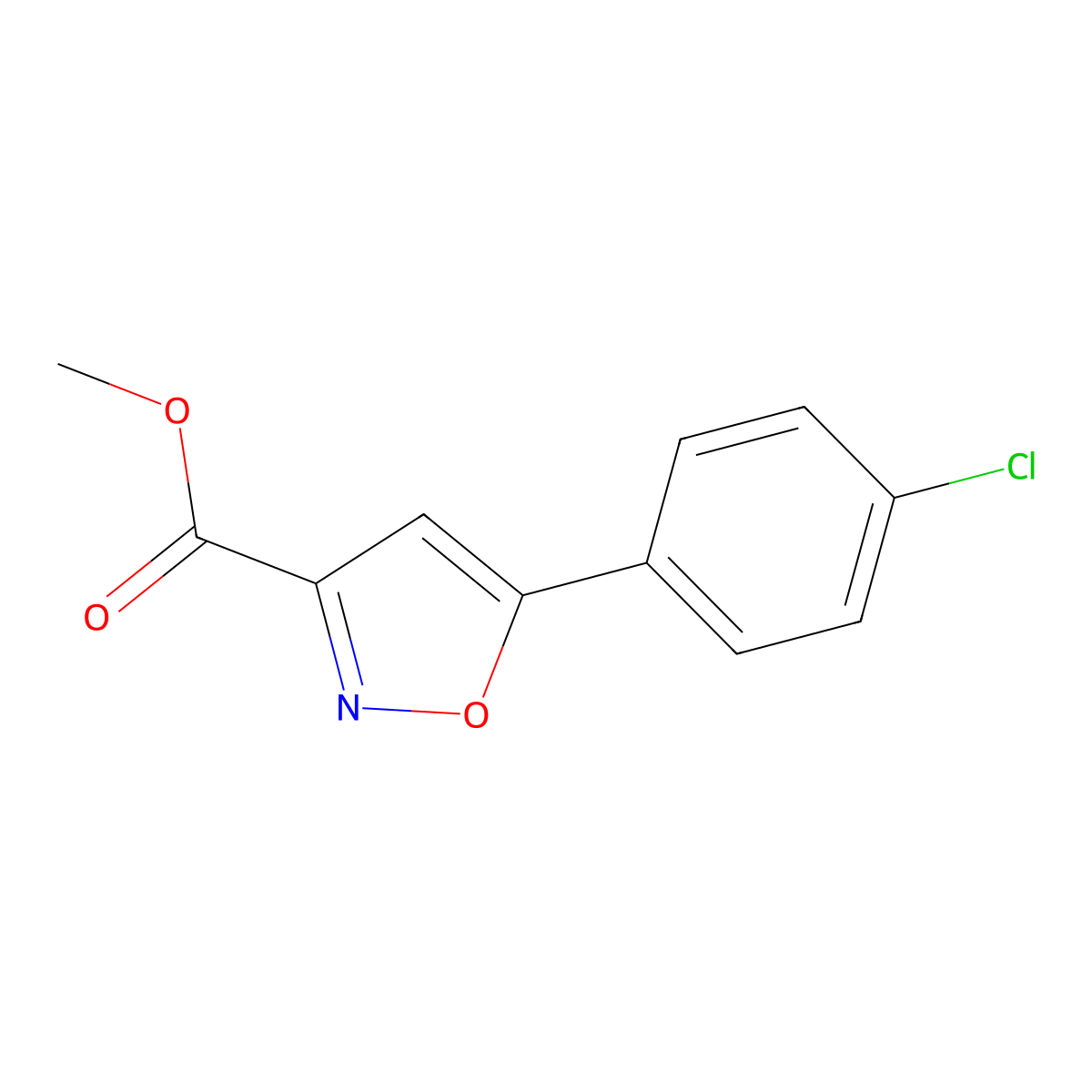 Methyl 5-(4-chlorophenyl)isoxazole-3-carboxylate molecular structure, CAS 176593-36-5