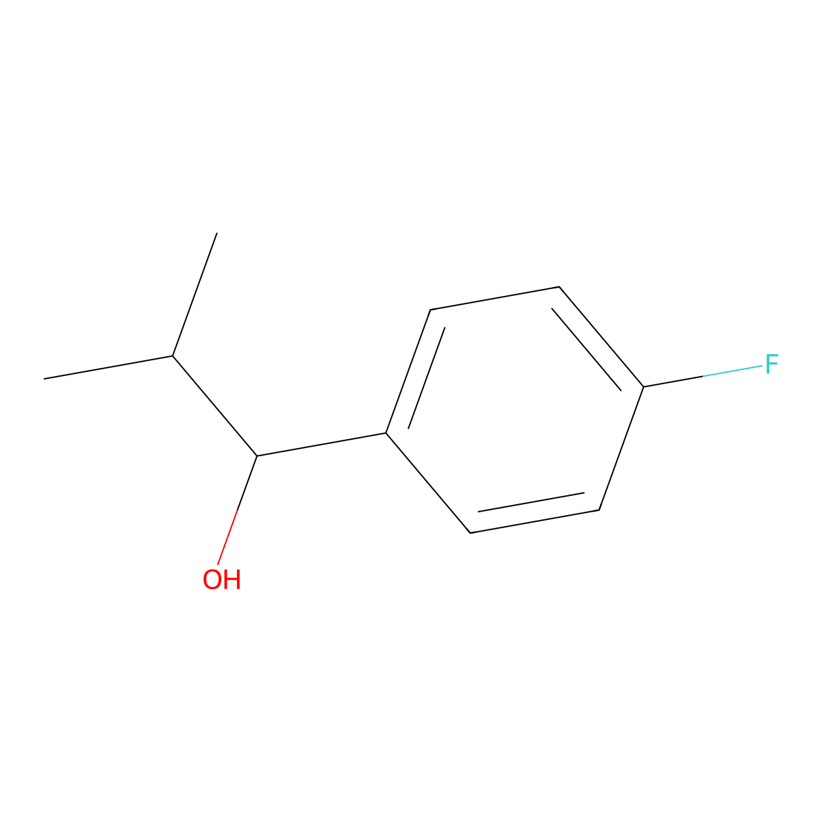 1-(4-Fluorophenyl)-2-methylpropan-1-ol molecular structure, CAS 1766-28-5
