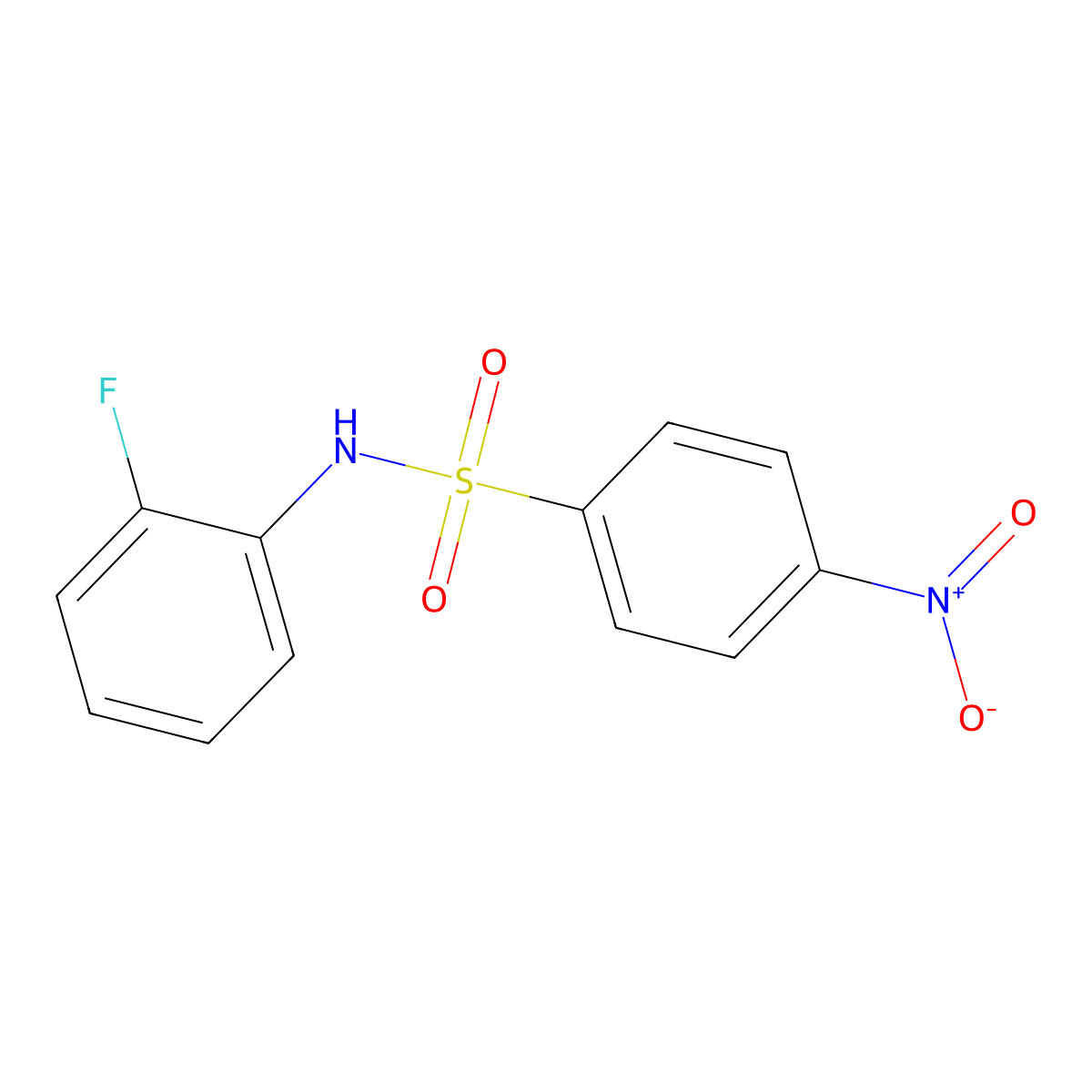 N-(2-fluorophenyl)-4-nitrobenzenesulfonamide molecular structure, CAS 1766-57-0