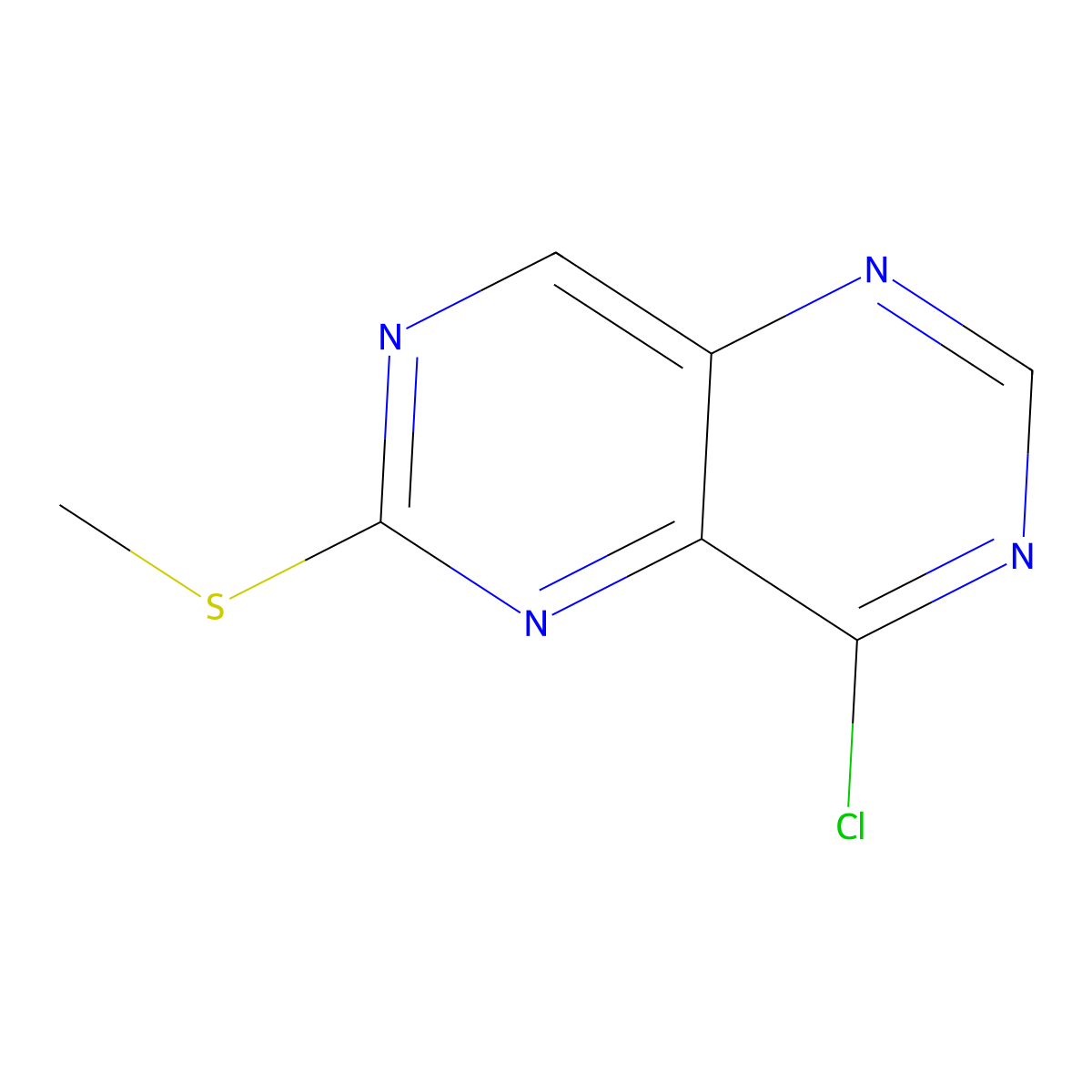 8-Chloro-2-(methylthio)pyrimido[5,4-d]pyrimidine molecular structure, CAS 176637-10-8