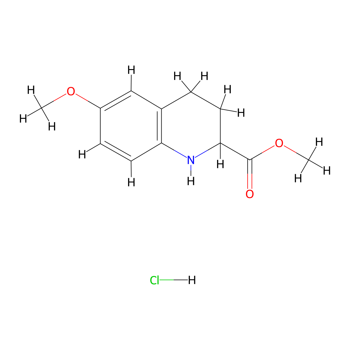 Methyl 6-methoxy-1,2,3,4-tetrahydroquinoline-2-carboxylate hydrochloride molecular structure, CAS 176641-34-2