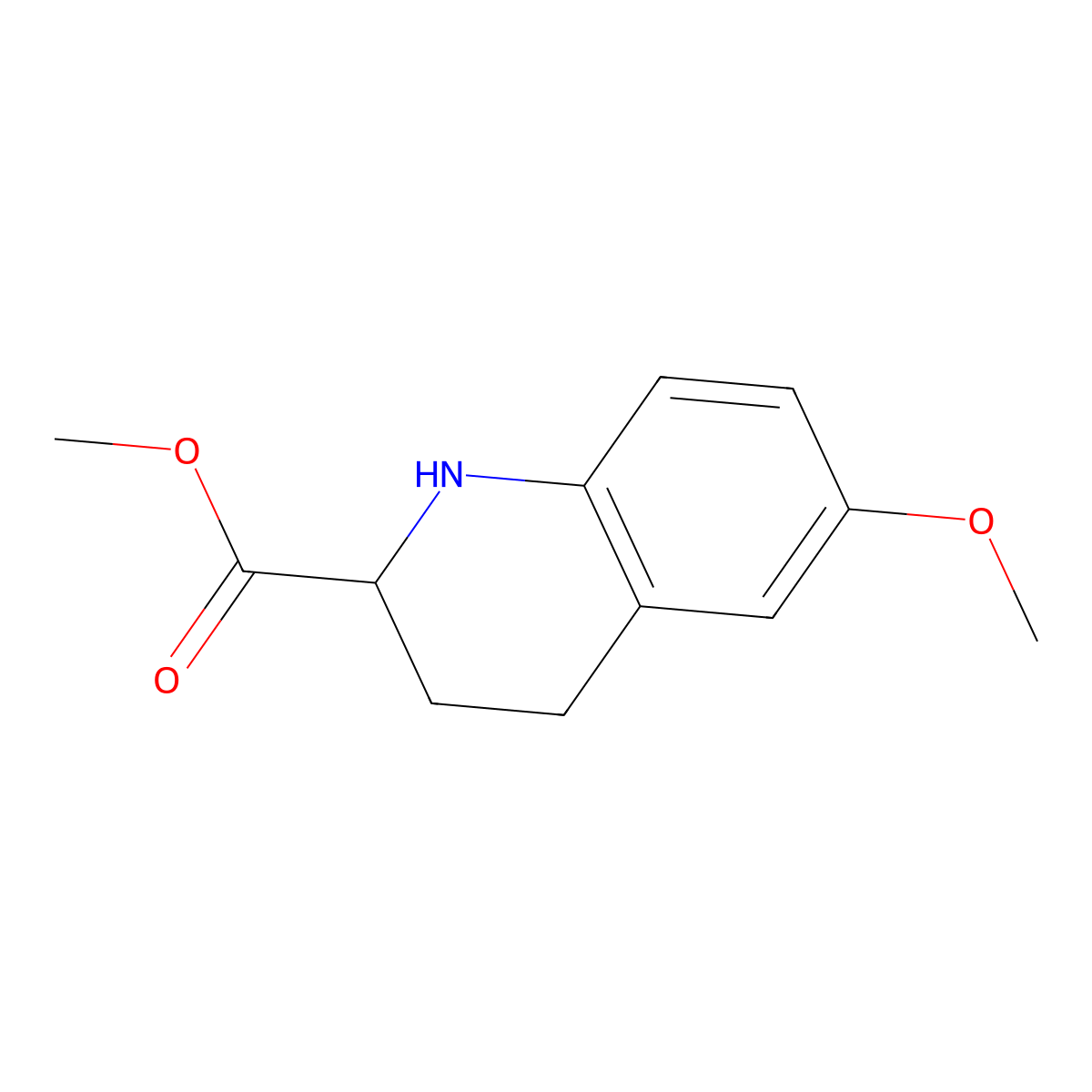 Methyl 6-methoxy-1,2,3,4-tetrahydroquinoline-2-carboxylate molecular structure, CAS 176641-35-3
