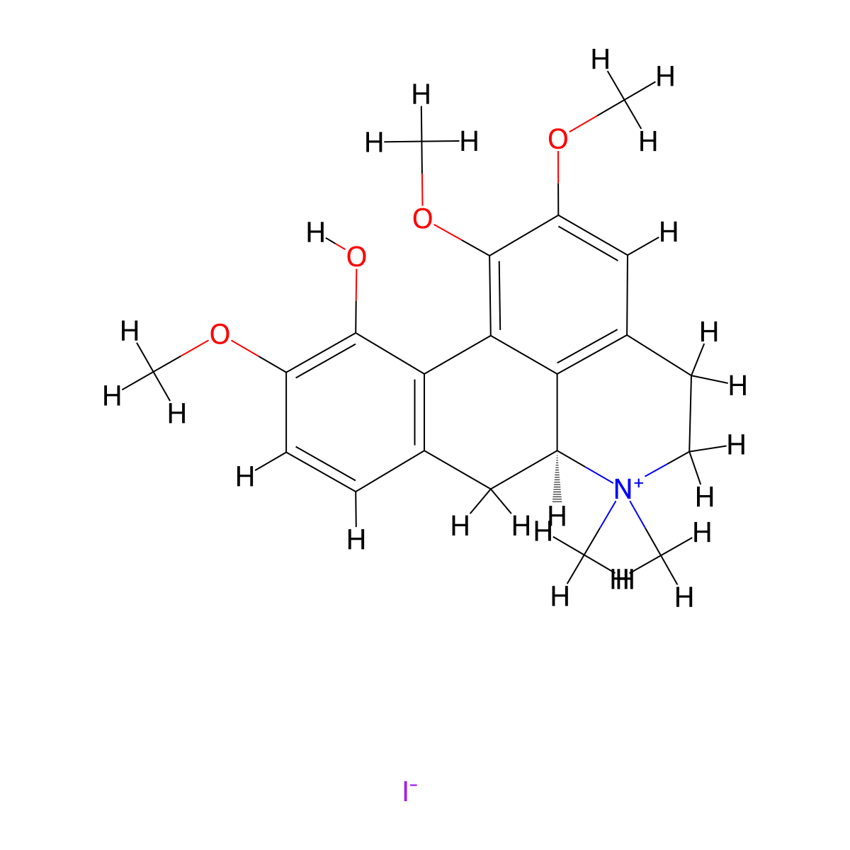 Menisperine iodide molecular structure, CAS 17669-18-0