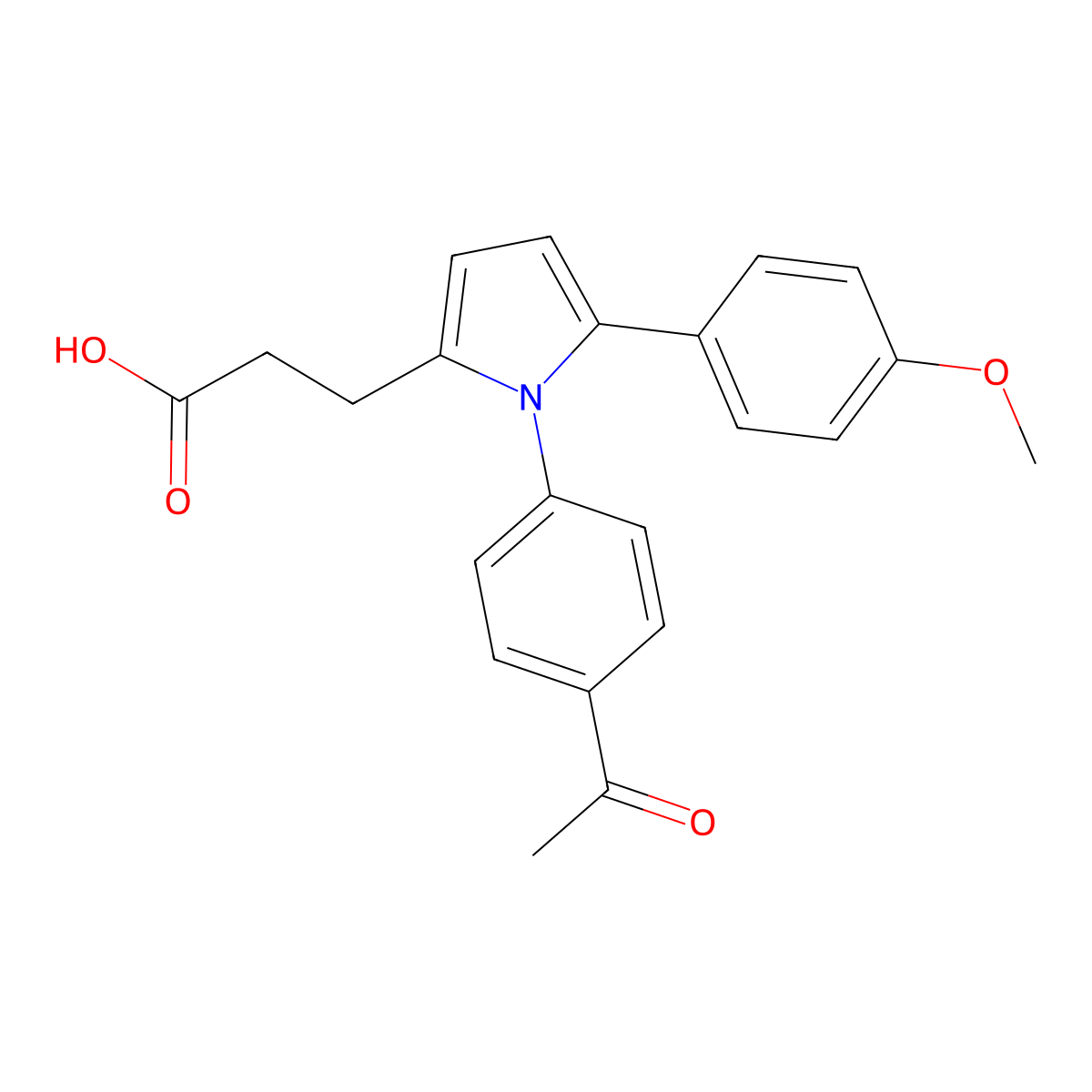 3-[1-(4-acetylphenyl)-5-(4-methoxyphenyl)-1H-pyrrol-2-yl]propanoic acid molecular structure, CAS 1767-63-1