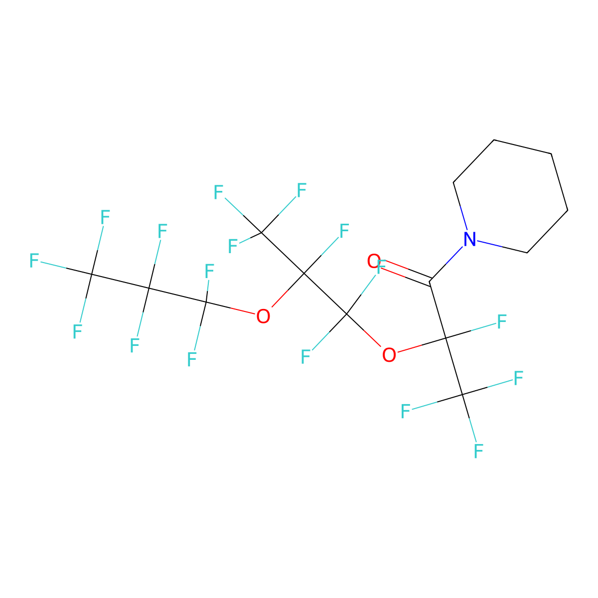 2,3,3,3-Tetrafluoro-2-[1,1,2,3,3,3-hexafluoro-2-(heptafluoropropoxy)propoxy]-1-(piperidin-1-yl)propan-1-one molecular structure, CAS 176702-75-3