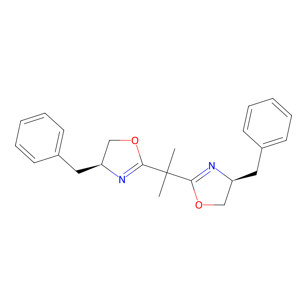 2,2-Bis[(4S)-4-benzyl-2-oxazolin-2-yl]propane molecular structure, CAS 176706-98-2