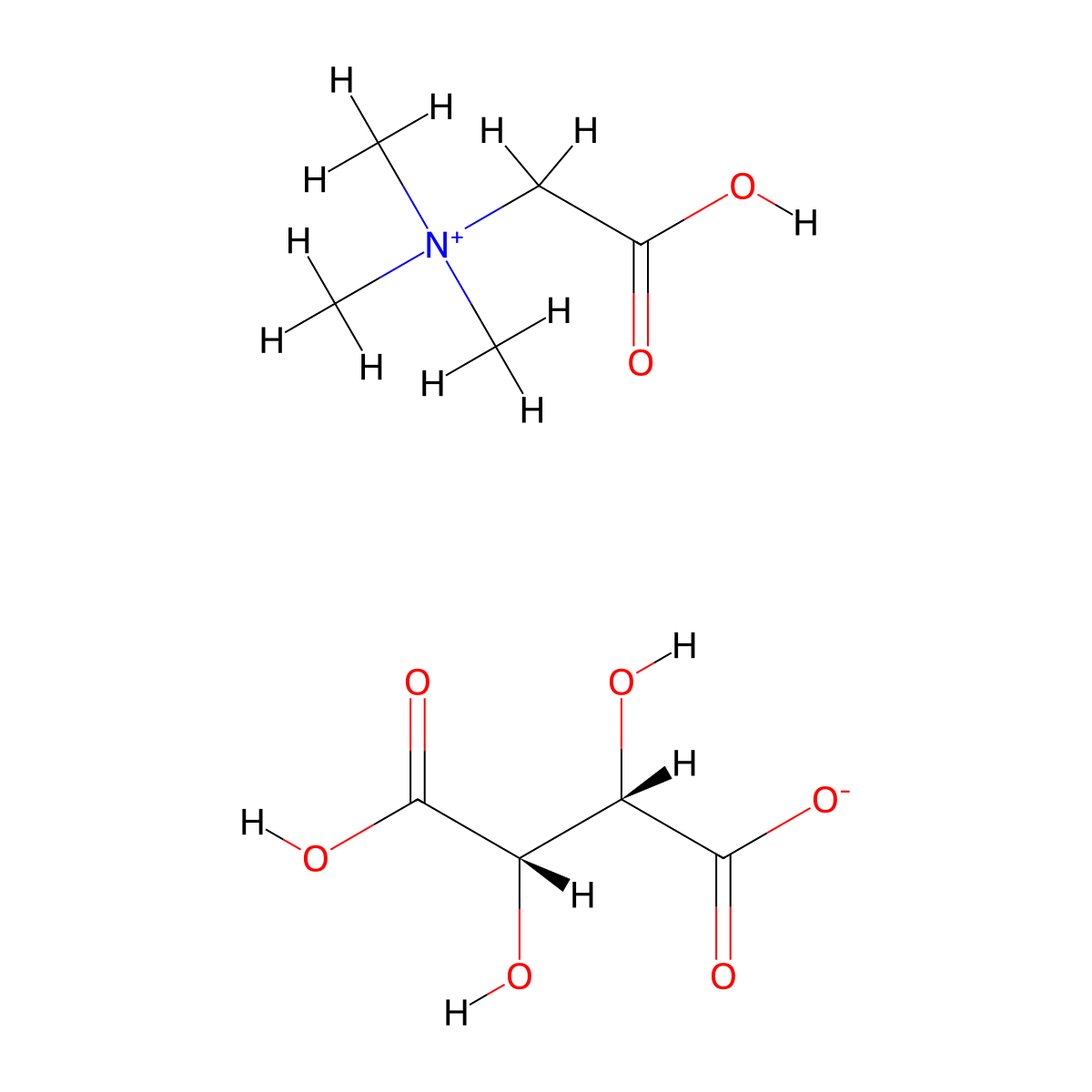 Betaine tartrate molecular structure, CAS 17671-52-2